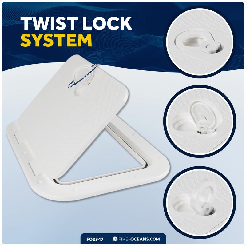 Five Oceans Boat Hatch, Marine Access Hatch, Rectangle Boat Hatch Lids, Locking Slam Latch System for Boat Yacht, 15-11/16" x 12-7/8", Off-White - FO2347 - Image 5
